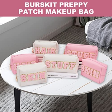 Cute Burskit Preppy Patch Makeup Bags for Teens