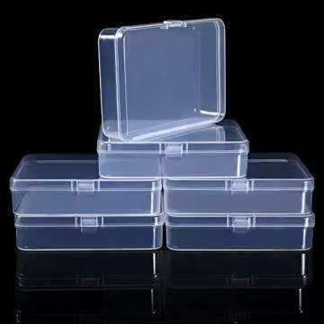 6 Pieces Mini Plastic Clear Beads Storage Containers Box for Collecting Small Items, Beads, Jewelry, Business Cards, Game Pieces, Crafts (4.45 x 3.3 x 1.18 Inch)