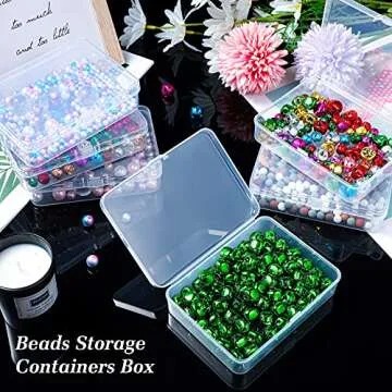 6 Pieces Mini Plastic Clear Beads Storage Containers Box for Collecting Small Items, Beads, Jewelry, Business Cards, Game Pieces, Crafts (4.45 x 3.3 x 1.18 Inch)