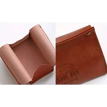 Decorative PU Leather Tissue Box Holder, Rectangular Tissue Facial Paper Cover Case, Letter Print Foldable Napkins Dispenser Container for Living Room Bedroom Dressers Home Office (Orange)