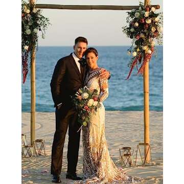 Women's Cowboy Wedding Dress 2 Pieces Long Sleeves Rustic Lace Elopement Mermaid Bridal Gown for Bride(US2, Ivory Slip)