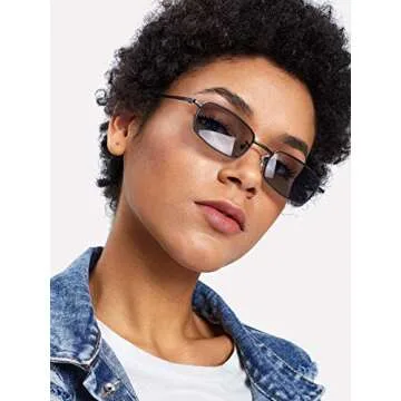 FEISEDY Vintage Small Rectangle Sunglasses Women Men Retro Trendy Square Metal Frame Sun Glasses B2295