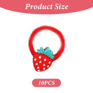 Strawberry Hair Ties for Baby Girls Toddler - 10Pcs Strawberry Red Hair Elastics No Damage Soft Rubb...