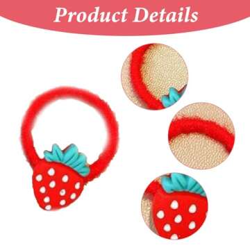 Strawberry Hair Ties for Baby Girls Toddler - 10Pcs Strawberry Red Hair Elastics No Damage Soft Rubber Hair Bands Hair Ropes Ponytail Holders Cute Strawberry Hair Accessories for Girls Teens Gifts