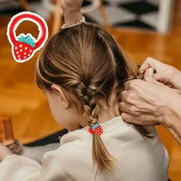 Strawberry Hair Ties for Baby Girls Toddler - 10Pcs Strawberry Red Hair Elastics No Damage Soft Rubber Hair Bands Hair Ropes Ponytail Holders Cute Strawberry Hair Accessories for Girls Teens Gifts