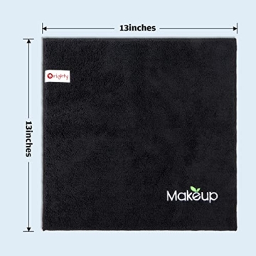 Orighty Microfiber Makeup Remover Cloths - Super Soft, Quick Dry Face Towels for Cleansing, 13 x 13 Inch, Pack of 6, Black