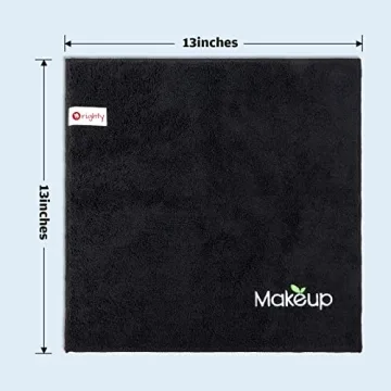 Orighty Microfiber Makeup Remover Cloths - Super Soft, Quick Dry Face Towels for Cleansing, 13 x 13 Inch, Pack of 6, Black