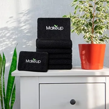 Orighty Microfiber Makeup Remover Cloths - Super Soft, Quick Dry Face Towels for Cleansing, 13 x 13 Inch, Pack of 6, Black