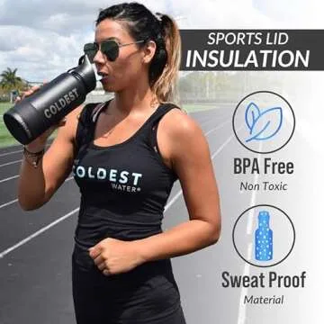 Coldest Sports Water Bottle - 40 oz, Leak Proof, Purple Ombré Glitter