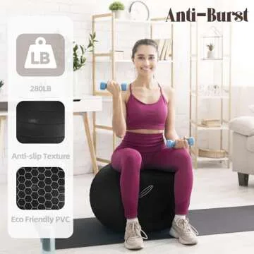 Fitvids Anti-Burst Yoga Ball with Pump - 2000 lb Capacity