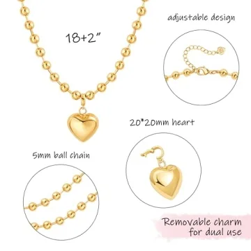 Trendy PEARLADA Y2K Heart Pendant Necklace - Stylish and Versatile