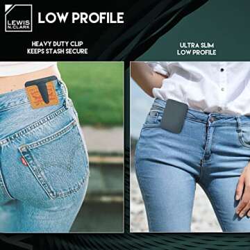 Lewis N. Clark RFID Hidden Clip Stash Money Belt Travel Pouch + Credit Card/Id Holder for Women & Men, Charcoal, One Size