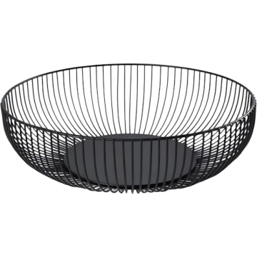 7UYUU Fruit Bowl Black Fruit Bowl Stand for Kitchen Counter Wire Fruit Basket Modern Countertop Frui...