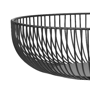 7UYUU Modern Black Wire Fruit Basket - 11 Inches