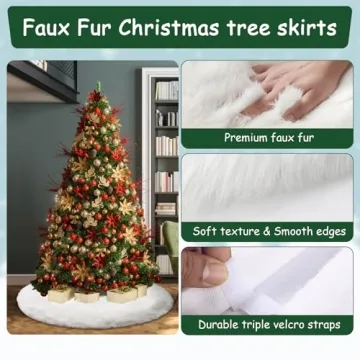 48 Inch Faux Fur Christmas Tree Skirt for Elegant Decor