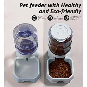 Pet Feeder and Water Food Dispenser Automatic for Dogs Cats, 100% BPA-Free, Gravity Refill, Easily C...