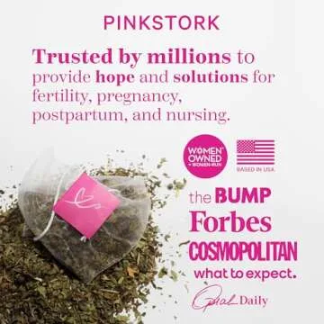 Pink Stork Organic Labor Prep Tea - Red Raspberry Leaf Tea with Chamomile and Rosehip, Pregnancy Must Haves, Postpartum Essentials, Third Trimester Tea - 15 Sachets
