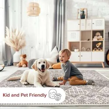 nuLOOM 7x9 Becca Traditional Tiled Area Rug, Beige, Faded Transitional Design, Stain Resistant, For Bedroom, Dining Room, Living Room, Hallway, Office, Kitchen, Entryway