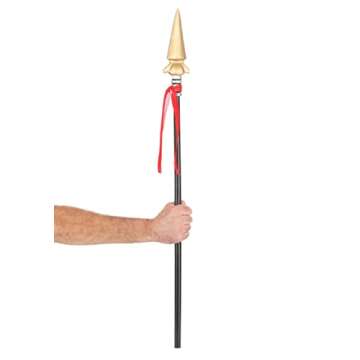 Deluxe Spartan Spear Costume Accessory Robust Foam Shaft, 40" Long, Foam Spearhead, Red Fabric Accen...