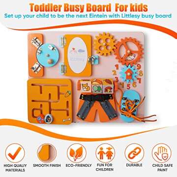 Unique Wooden Toddler Busy Board for Learning Fun