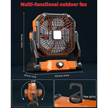 Versatile Portable Camping Fan with USB Rechargeable Battery
