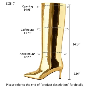 WETKISS Gold Knee High Boots for Women with Comfort