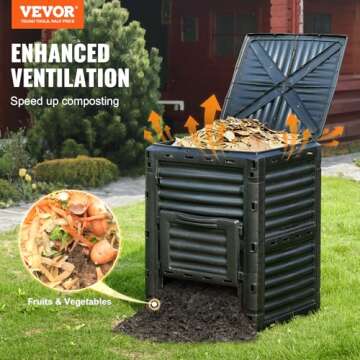 VEVOR Garden Compost Bin 80 Gallon, BPA Free Composter, Large Capacity Outdoor Composting Bin with T...