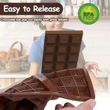 AIERSA Silicone Dubai Chocolate Bar Mold Deep, Thick Chocolate Molds, Candy Bar Mold for Filling Dubai Chocolate Pistachio Bar, Knafeh Stuffed Chocolate Bars