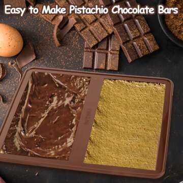 AIERSA Silicone Dubai Chocolate Bar Mold Deep, Thick Chocolate Molds, Candy Bar Mold for Filling Dubai Chocolate Pistachio Bar, Knafeh Stuffed Chocolate Bars