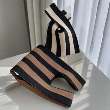 Trendy Striped Knitted Tote Bag for Women