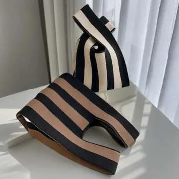 Trendy Striped Knitted Tote Bag for Women