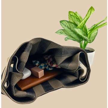 Trendy Striped Knitted Tote Bag for Women