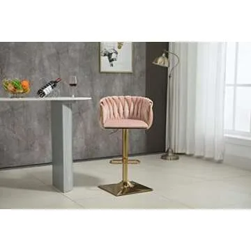 Homtique Bar Stool,Velvet Woven Bar Stools,Adjustable Counter Height Swivel Barstools with Low Back ...