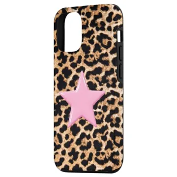 iPhone 15 Pink Star Leopard Print Y2K Case Stylish Protection