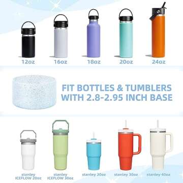 Vmini Protective Glitter Silicone Boot, Compatible with Stanley Tumbler 20-40oz & Hydro Flask Water ...