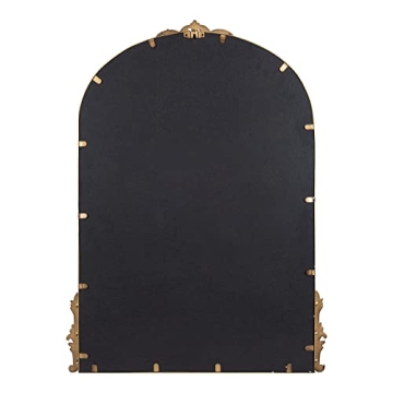 Kate and Laurel Myrcelle Traditional Arched Mirror, 25 x 33, Gold, Decorative Large Arch Mirror with Ornate Garland Detailing Along The Crown and Edges of The Frame