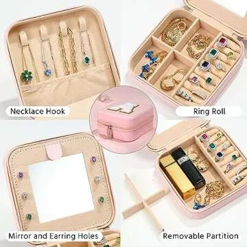 Parima Jewelry Holder Organizer and Travel Jewelry Box Set - 2 Pieces Pink Gifts Jewelry Travel Case Travel Gifts for Women Travel Jewelry Case Organizer for Women Gifts Travel Jewelry Organizer
