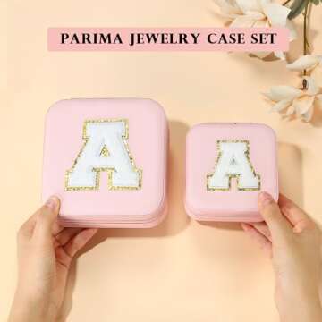 Parima Jewelry Holder Organizer and Travel Jewelry Box Set - 2 Pieces Pink Gifts Jewelry Travel Case Travel Gifts for Women Travel Jewelry Case Organizer for Women Gifts Travel Jewelry Organizer