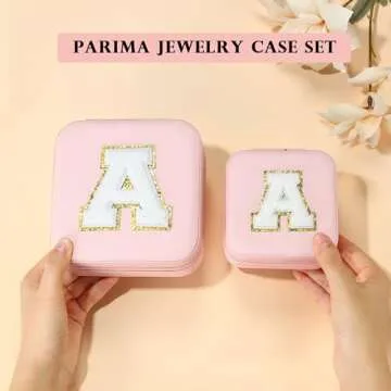 Parima Jewelry Holder Organizer and Travel Jewelry Box Set - 2 Pieces Pink Gifts Jewelry Travel Case Travel Gifts for Women Travel Jewelry Case Organizer for Women Gifts Travel Jewelry Organizer