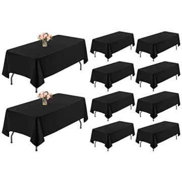 10 Pack Table Cloth Black Tablecloth 60 x 102 Inch, Rectangle Table Cloth for 6 Foot Table, Wrinkle ...