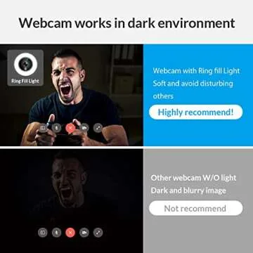 Angetube Streaming 1080P HD Webcam Built in Adjustable Ring Light and Mic. Advanced autofocus AF Web Camera for Google Meet Gamer Facebook YouTube Streamer