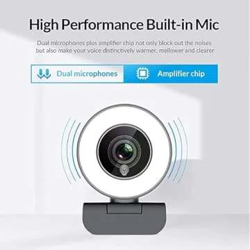 Angetube Streaming 1080P HD Webcam Built in Adjustable Ring Light and Mic. Advanced autofocus AF Web Camera for Google Meet Gamer Facebook YouTube Streamer