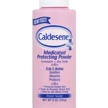 Caldesene Medicated Protecting Body Powder with Zinc Oxide and Cornstarch, Talc Free, 5 Oz