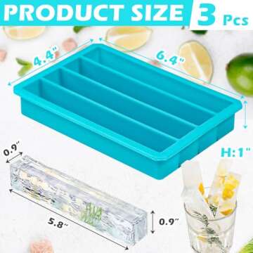 Webake Silicone Ice Cube Trays for Water Bottles Ice Cube Mold 12 Cavity, Easy Release Long Ice Cube...