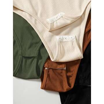 Milumia Women's 4 Piece Bodysuit Ribbed Sleeveless Crewneck Solid Basic Bodysuits Green Black Brown Beige Small