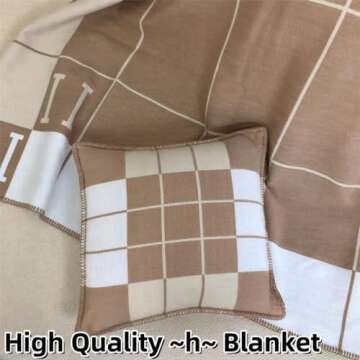 Fcteap h Blanket Soft Throw Blanket Faux Fleece Cashmere Plaid Warm Shawl Thick Knitted Plush Cozy Comfy for Women Throw Blanket for Sofa Couch Bed Queen King Size 55x66 in (Khaki)