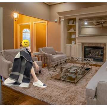 Fcteap h Blanket Soft Throw Blanket Faux Fleece Cashmere Plaid Warm Shawl Thick Knitted Plush Cozy Comfy for Women Throw Blanket for Sofa Couch Bed Queen King Size 55x66 in (Khaki)