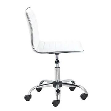 BTEXPERT BTExpert Swivel Mid Back Armless Ribbed Designer Task Chair Leather Soft Upholstery Office Chair - White