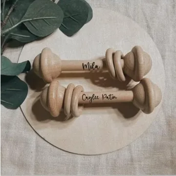 Personalized Custom Rattle, Engraved Beechwood Baby Gift