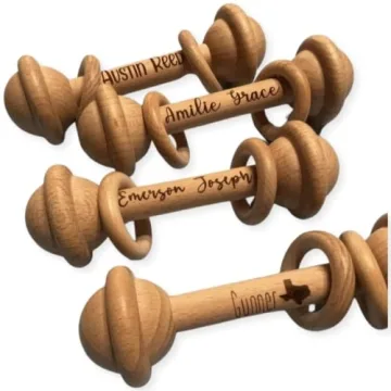 Personalized Custom Rattle, Engraved Beechwood Baby Gift